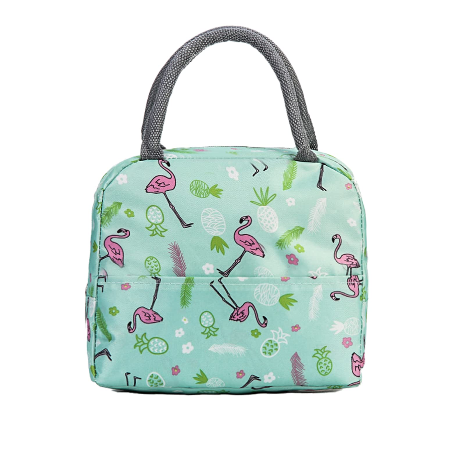 Reusable Insulated Lunch Bag For Office Work School Picnic Beach (Darkblue/Bird)