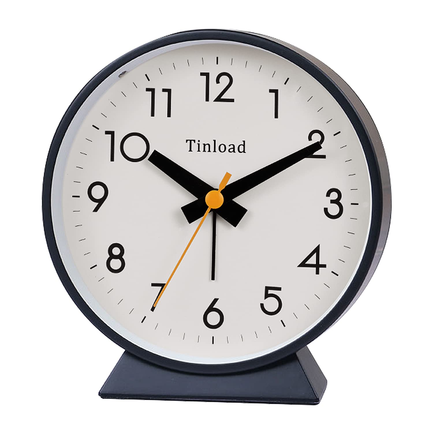 Tinload 4.5 Battery Operated Antique Retro Analog Alarm Clock, Small Silent Bedside Desk Clock with Night Light, Battery Operate
