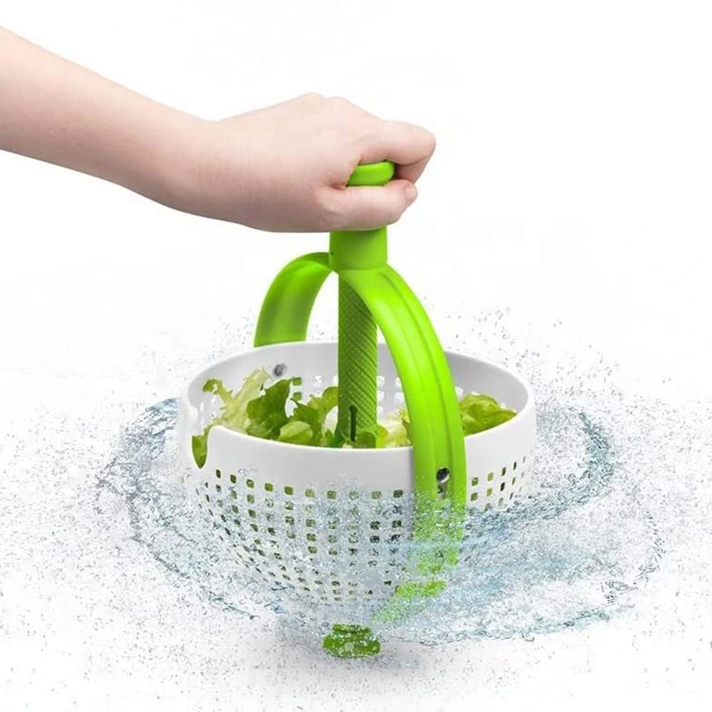 Banu Salad Spinner, Multi-Use Kitchen Collapsible Spinning Colander With Handle, Strainer, Washer Dryer Drainer Compact Storage,