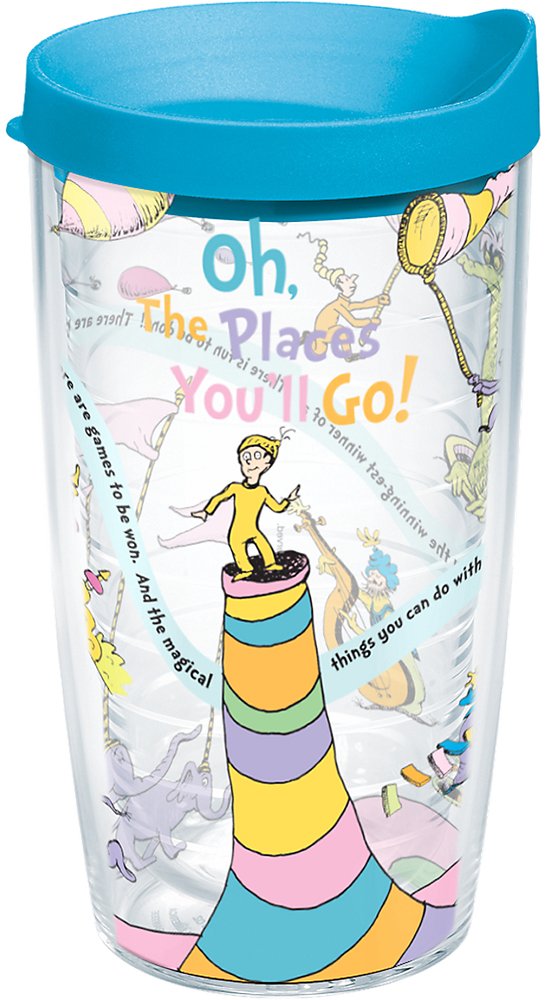 Tervis Dr. Seuss Oh the Places Youll Go Made in USA Double Walled Insulated Tumbler Travel Cup Keeps Drinks Cold & Hot, 16oz, C