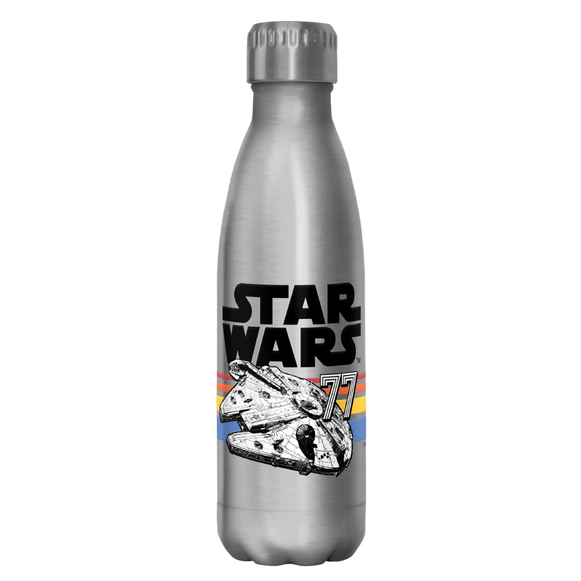 Star Wars Drinkware Vintage Falcon Stripes 17 Oz Stainless Steel Water Bottle, Multicolored, 17 Ounce