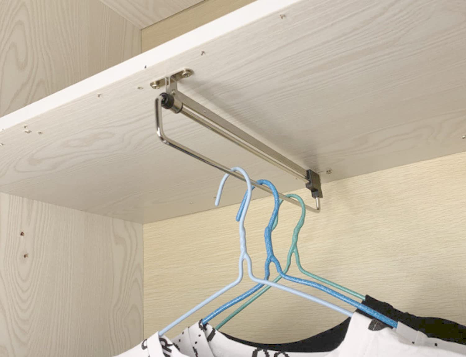 Pull Out Closet Autuwintor Pull-Out Closet Valet Rod Adjustable Wardrobe Clothing Rail Side With Mounting Screw Cold Rolled Stee