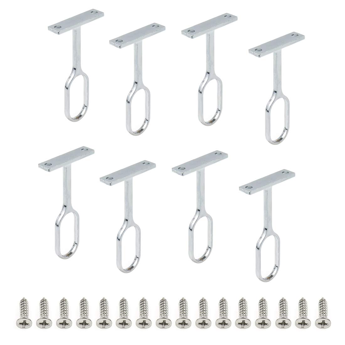 Rannb Oval Closet Rod Support Zinc Alloy Rod Middle Support - 8Pcs