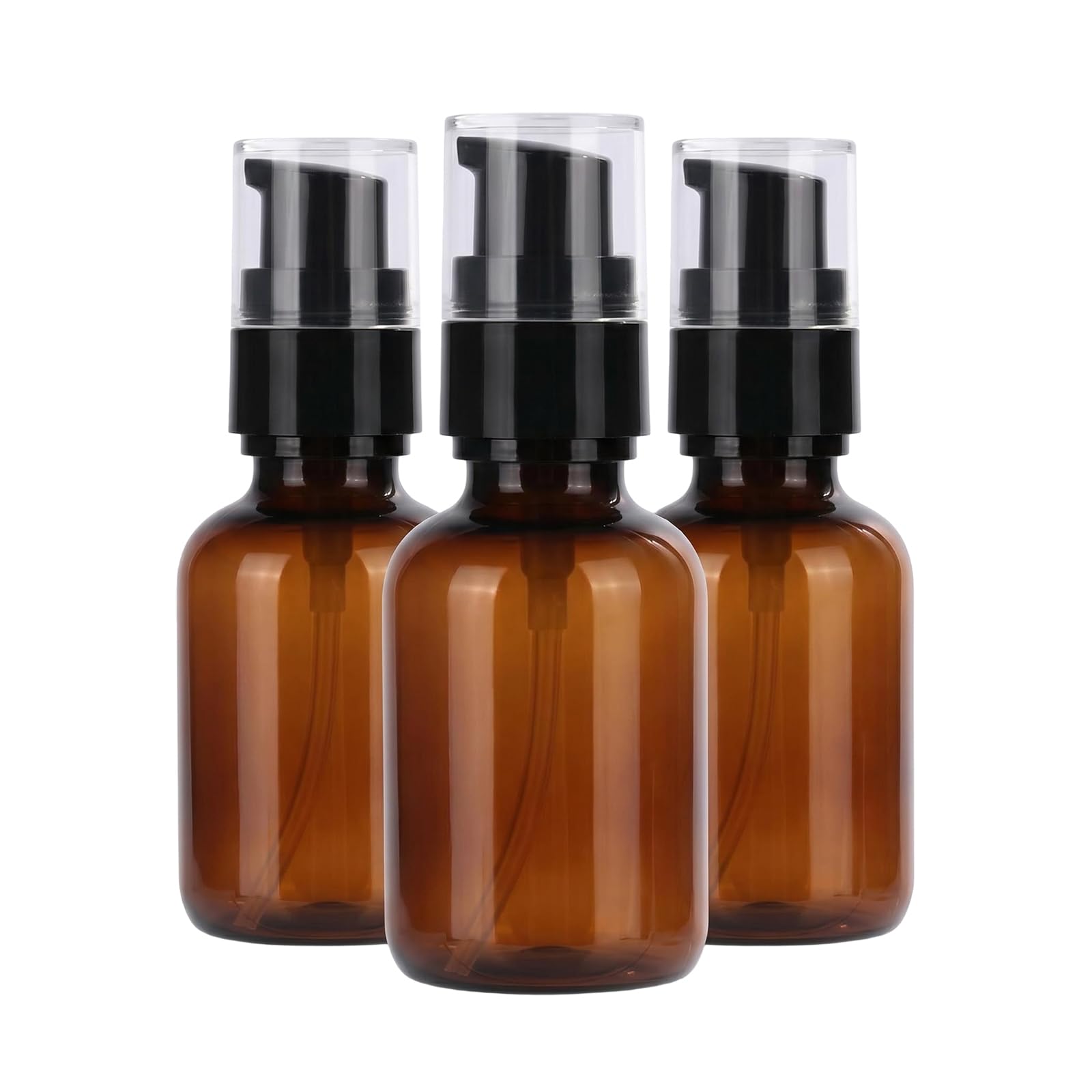 3Pcs 60ML/2oz Empty Amber Plastic Lotion Pump Press Bottles Refillable Travel Emulsion Essential Oil Makeup Cosmetic Dispenser C