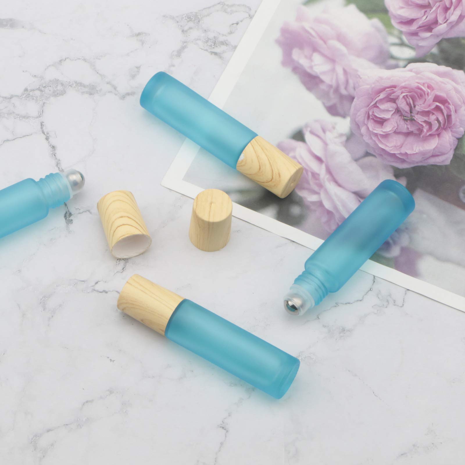 Kesell 10Pack Colour Essential Oil Roller Bottles 10Ml, Refillable Glass Roll On Bottles With Plastic Lids Stainless Steel Ball