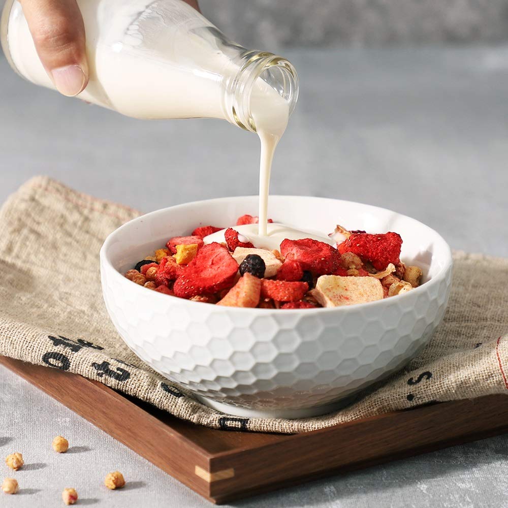 Buyajuju Cereal Soup Bowls, 20 Ounce White Bowls Set, Porcelain Bowls For Oatmeal, Rice, Salad, Pasta And Noodle, Set Of 4 (6Inc