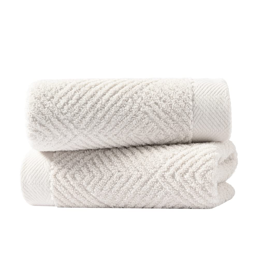 Sense Gnosis Super Soft Lime White Hand Towels Terry Striped Weave Pattern Ultra Absorbent 100% Cotton Towel For Bathroom(13 X 2