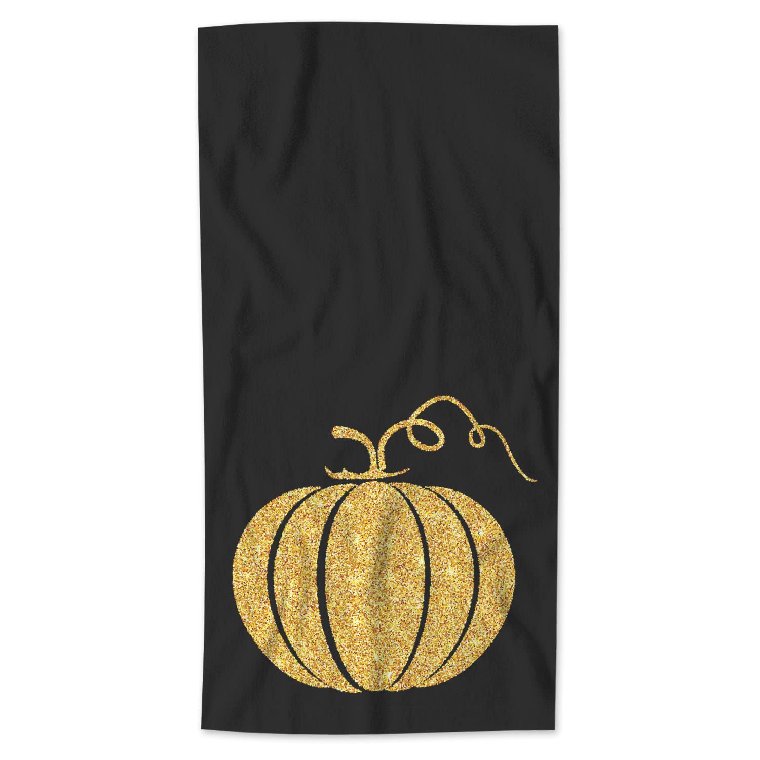 Aoyego Gold Glitter Pumpkin Bath Towel Thanksgiving Day Halloween Autumn Festival Beach Bath Towels Soft Microfiber Yoga/Golf/Sw