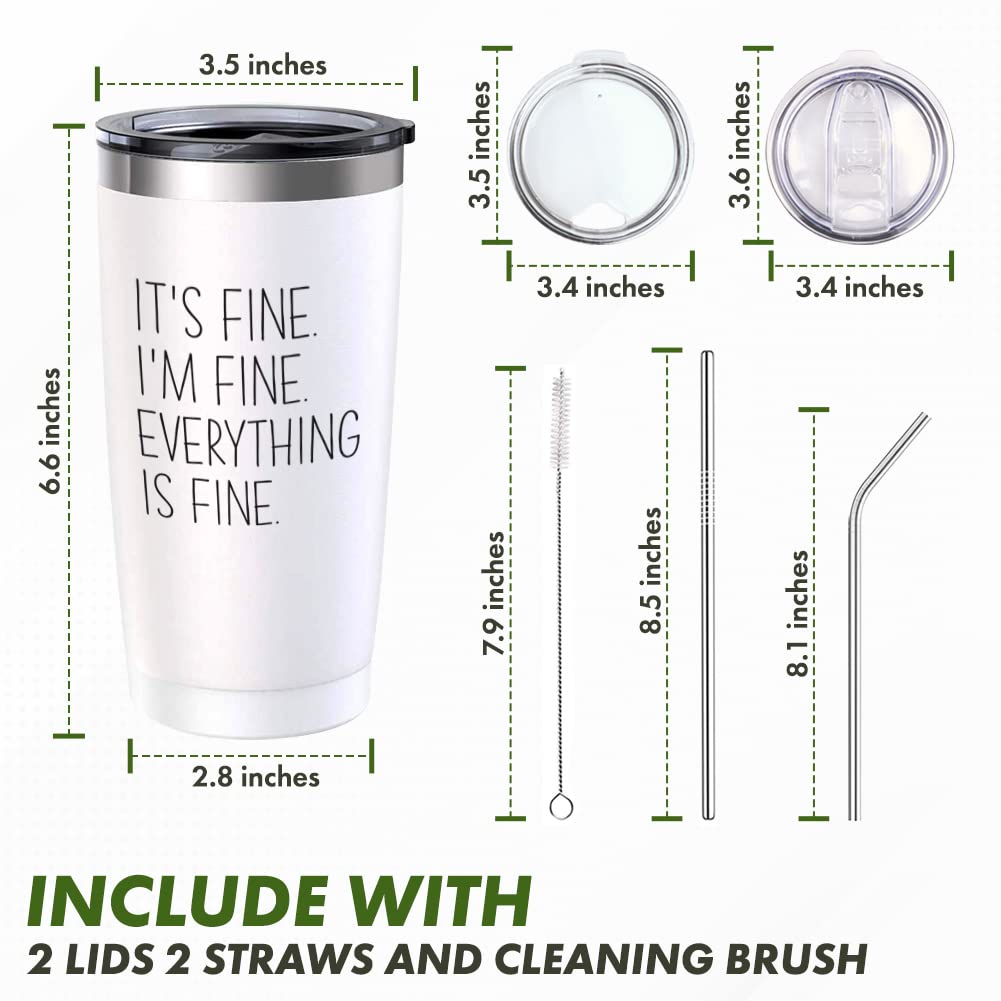 Everything Is Fine 20 Oz Tumbler, Funny Stainless Steel Tumbler For Women Mom