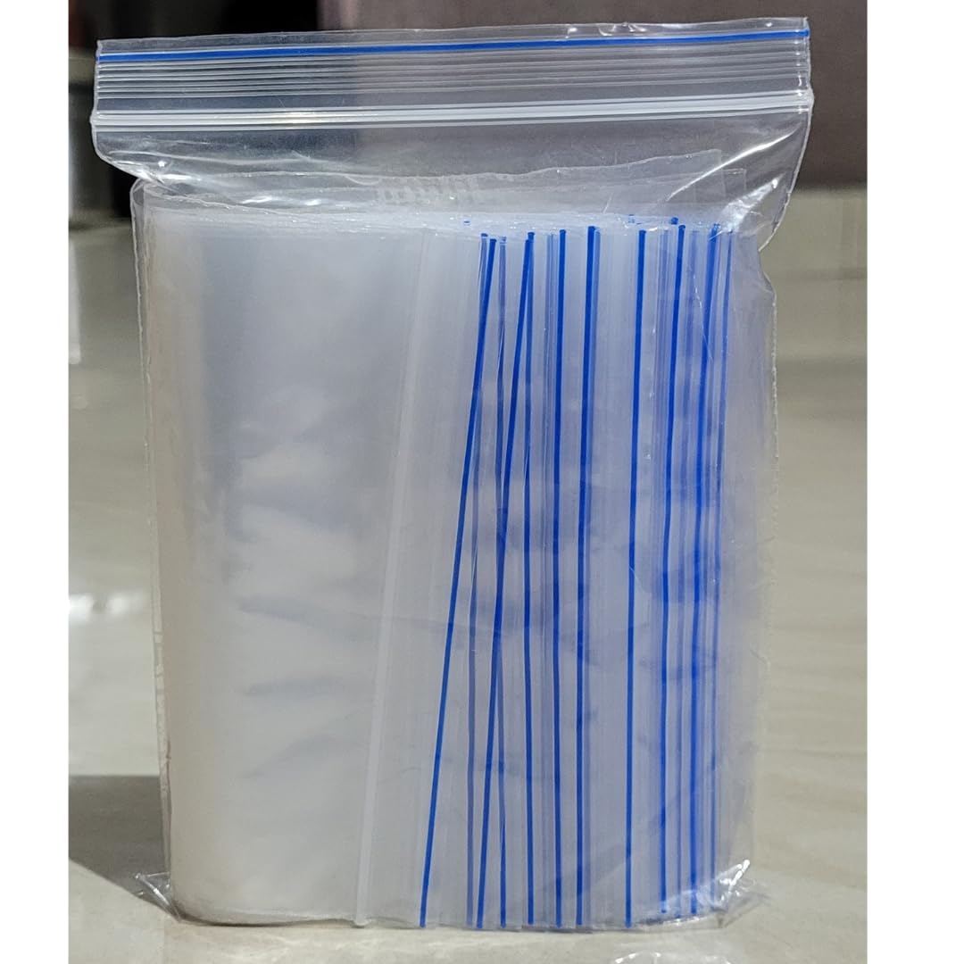 Dharj  100 Pcs Zip Lock Pouch Reusable| Resealable Self Lock Covers Plastic Bags Storage Pouches Kitchen Storage Jewellery Pack