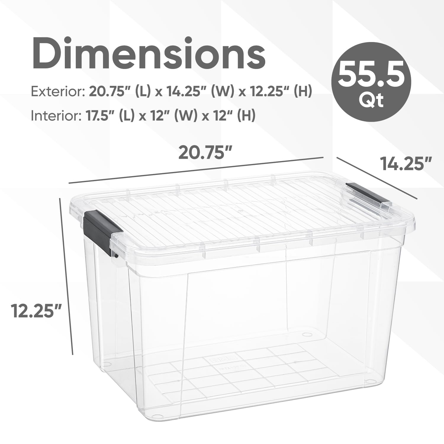 Superio Clear Storage Boxes With Lids, 49 Quart Plastic Container Bins For Organizing, Stackable Crates, Bpa Free, Non Toxic, Od