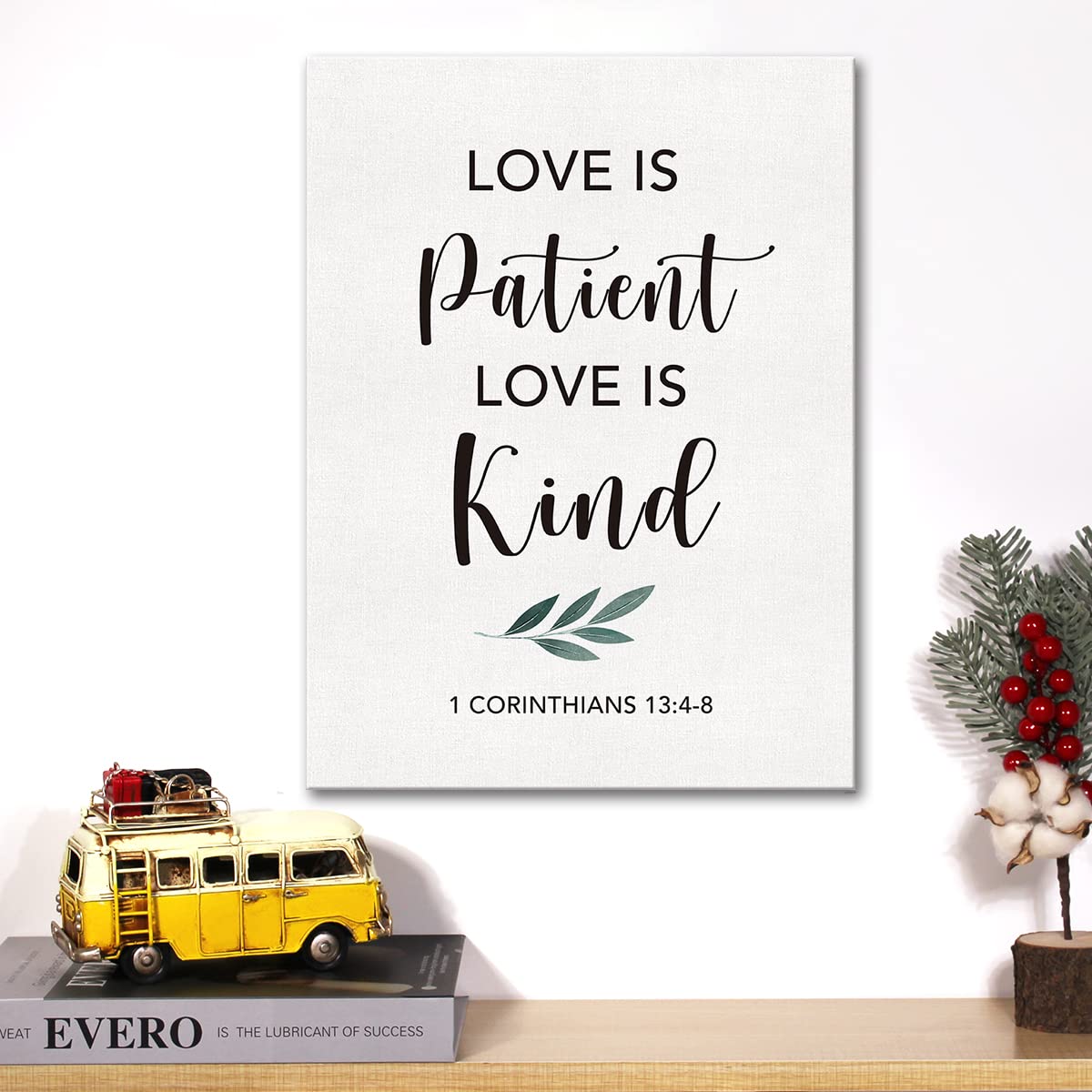 Christian Canvas Wall Art Motivational Love is Patient Love is Kind Canvas Print Scripture Bible Verse Painting Home Wall Decor