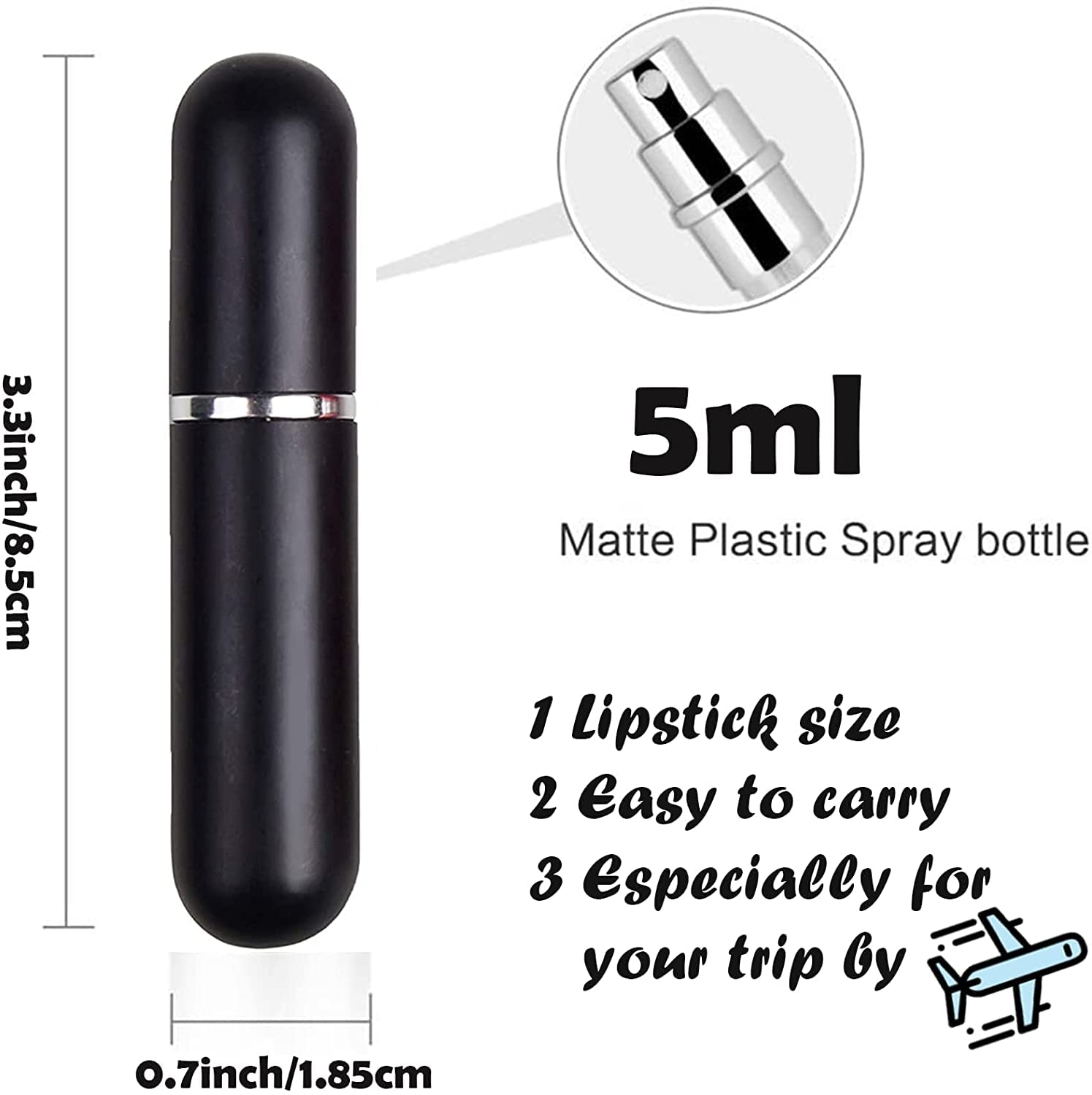 Shxxyljh Spray Bottle Pink Black Yellow Bottle Travel Refillable, Portable Mini Refillable Atomizer 5Ml, Little Perfume Spray Bo