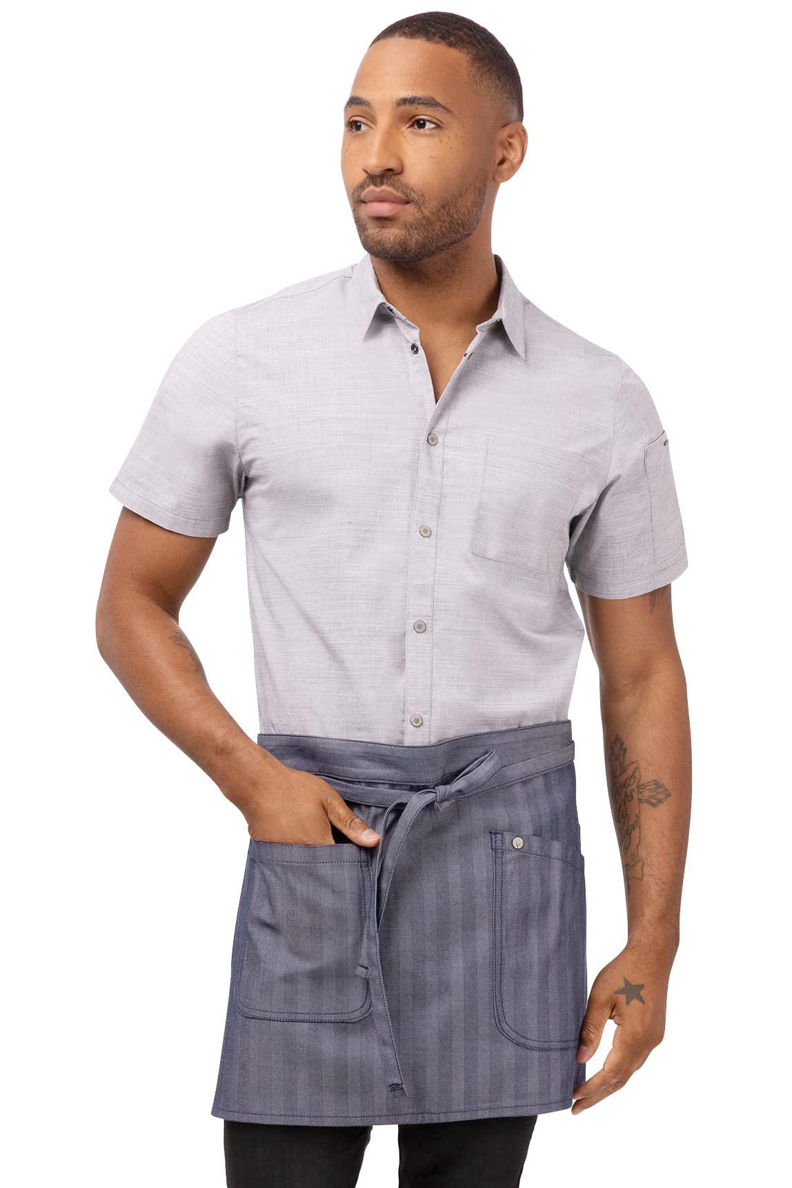 Chef Works MenS Seattle Half Bistro Apron, Blue, 16inchL X 38inchW
