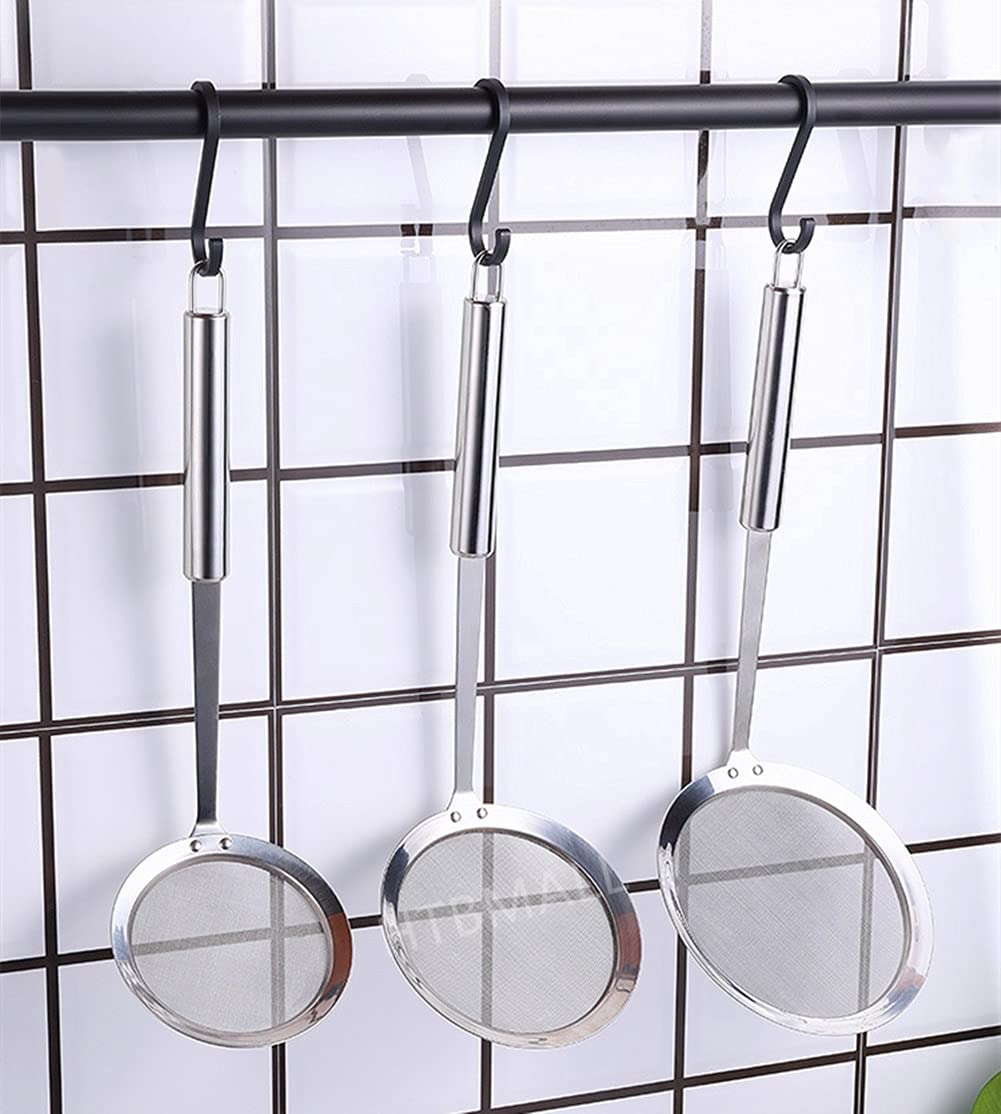 3Pcs Skimmer Spoon(Small, Medium, Large), Stainless Steel Spider Strainer Skimmer Spoon Grease Fine Mesh Strainer Skimmer Spoons