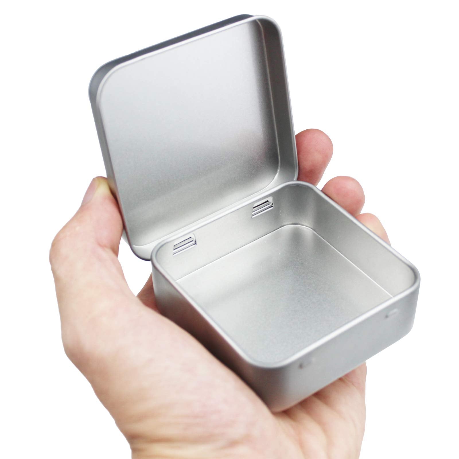Goodma 12 Pieces Square Metal Empty Tins Home Storage Containers Organizer Mini Box With Hinged Lid, 2.76 X 2.76 X 0.79 Inch (Si