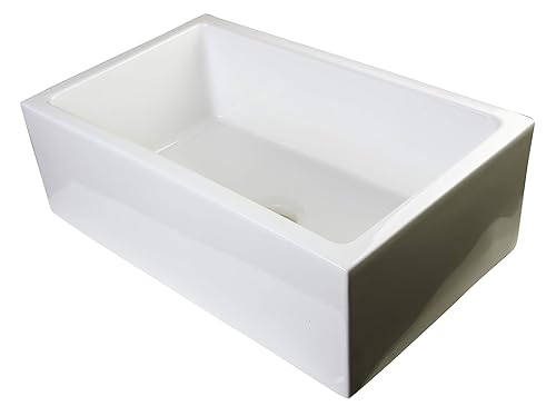 Alfi Brand Ab3018Sb-B Smooth Thick Wall Fireclay Single Bowl Farm Sink 30 Biscuit