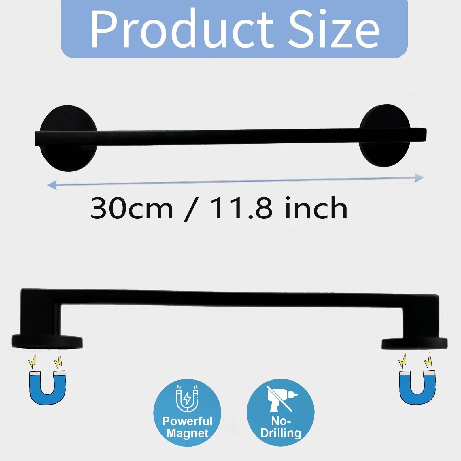 Pmsanzay Magnetic Towel Bar - Aluminum Towel Holder for Dishwasher, Fridge, Black
