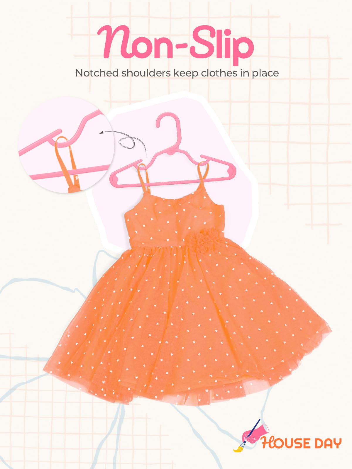 House Day Premium Baby Hangers 20 Pack, 11 Inch Kids Plastic Hangers Pink, Slim Childrens Hangers For Infant, Toddler, And Child