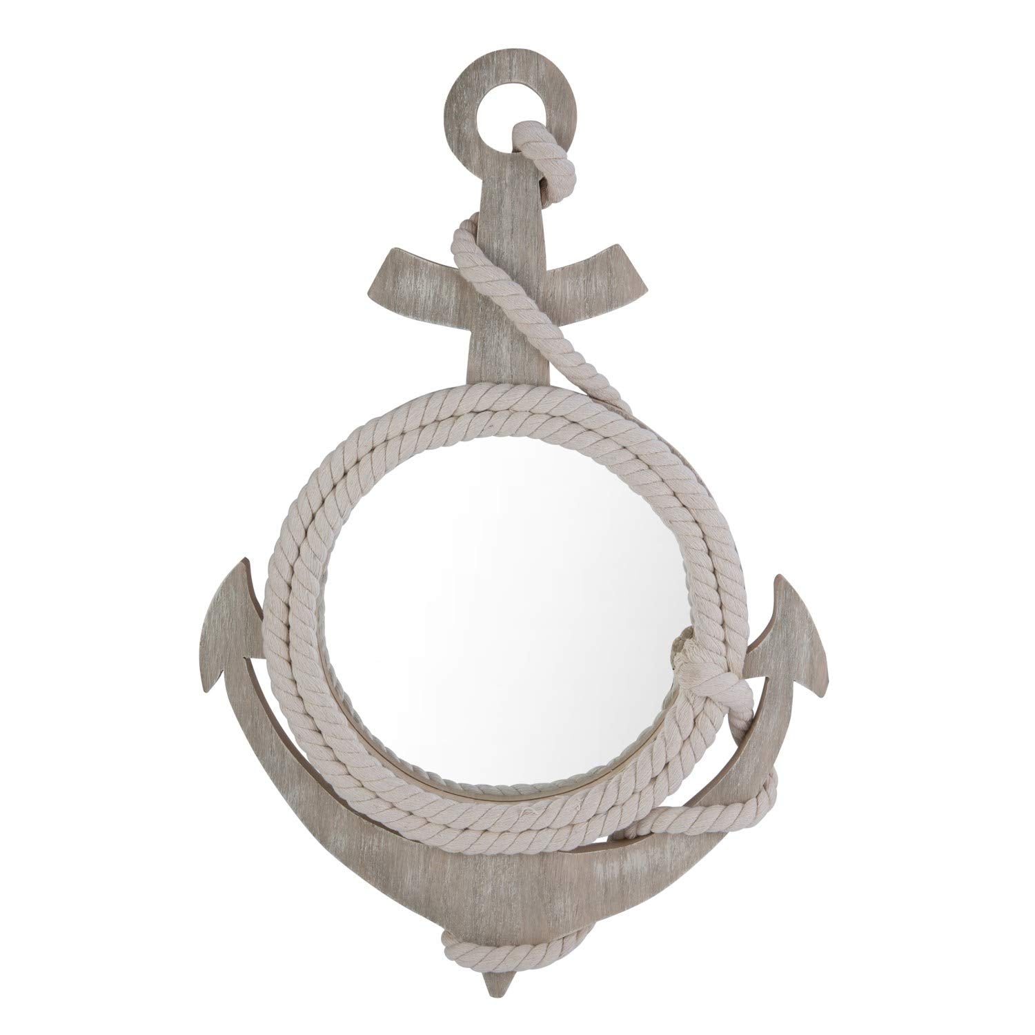 Beachcombers Anchor Shape Mirror with Rope L15.75 x H23.625 x 1 Grey