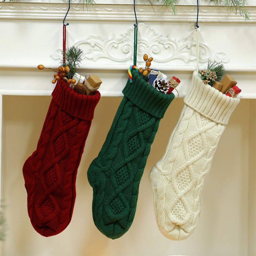 Meiosuns Christmas Stockings Cable Knit Stocking Christmas Decorations Goodie Bags Gift Fireplace Xmas Tree Stocking Ornaments f