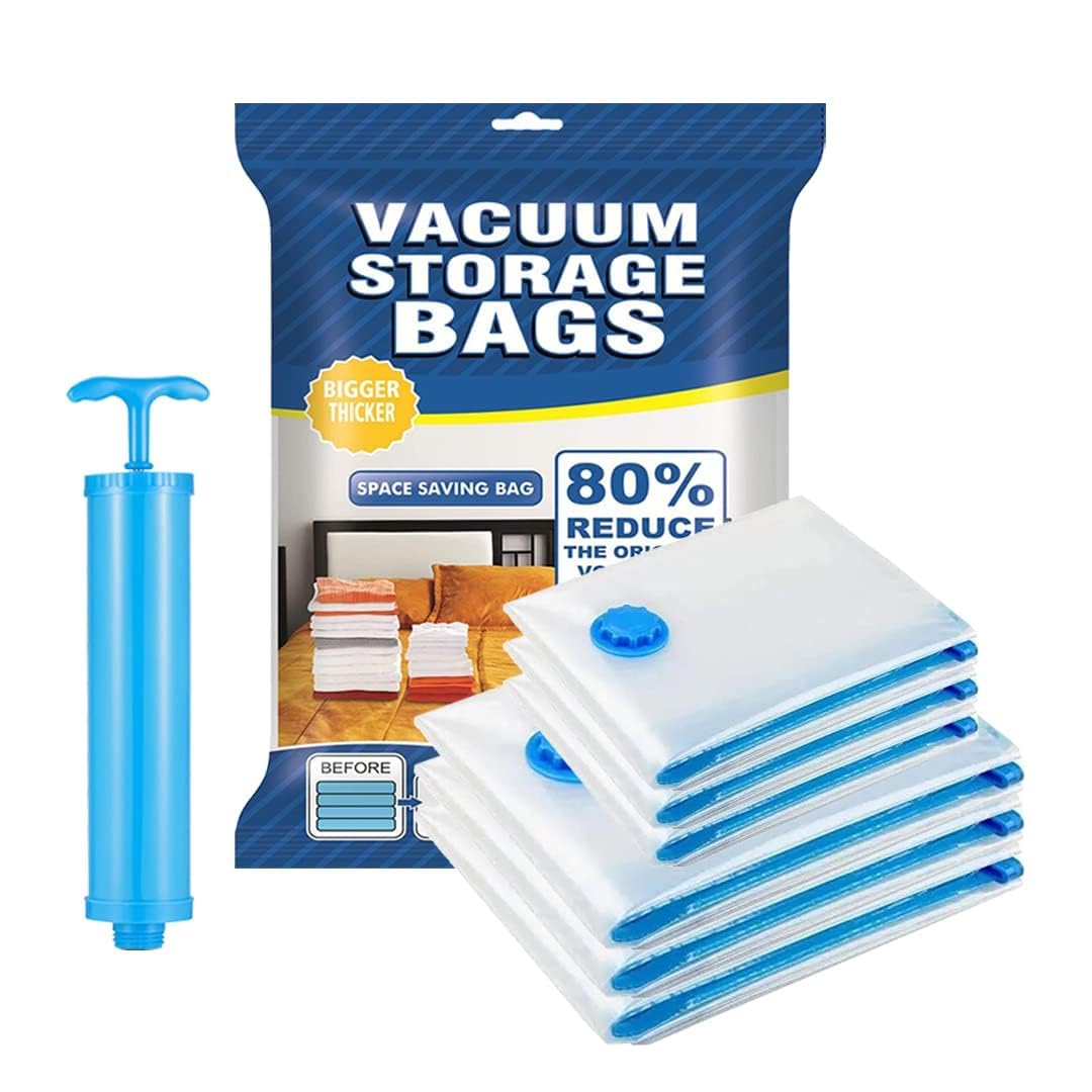 UltraDurable Vacuum Storage Bags Space Saver For Clothes Vacuum Saver Bag And More Airtight, Reusable Compression Bags With Do