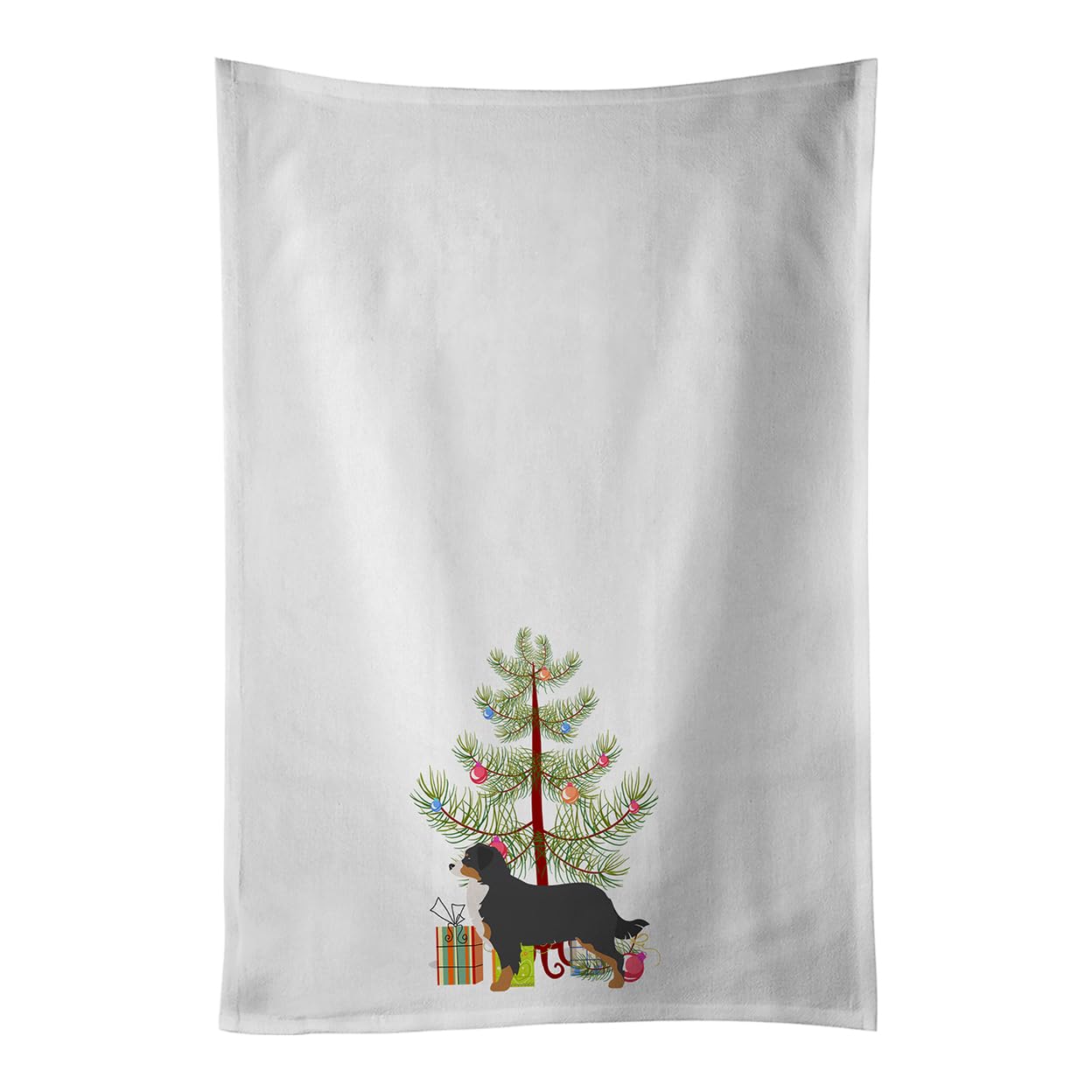 Bernese Mountain Dog Merry Christmas Tree White Kitchen Towel Set of 2