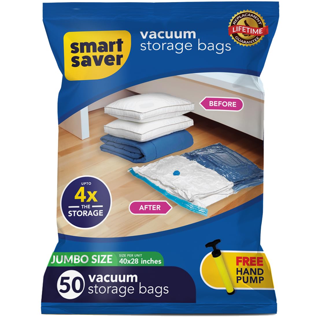 50 Jumbo Smart Saver Vacuum Bags For Travel Space Saver Bags Compression Storage Bags For Clothes Vacuum Sealer Bags For Storage