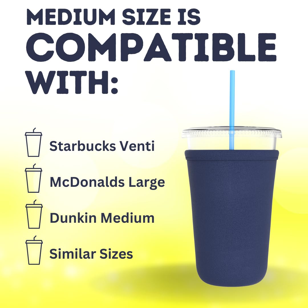 Tahoebay Iced Coffee Cold Cup Sleeve (4-Pack) Reusable Blank Neoprene Insulator Drink Sleeves 22-24Oz Beverage Holder For Vinyl