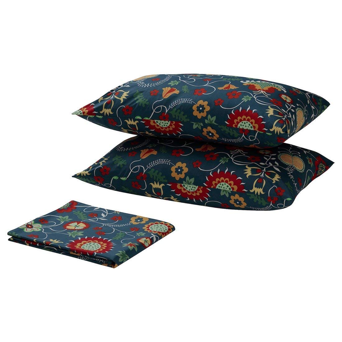 Ikea Flat Sheet And 2 Pillowcase, Blue/Patterned, 240X260/50X80 Cm (94X102/20X32)