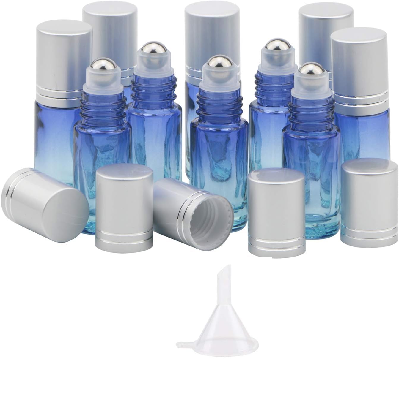 Kesell Essential Oil Roller Bottles 5ml 10Pack Blue Gradient Glass