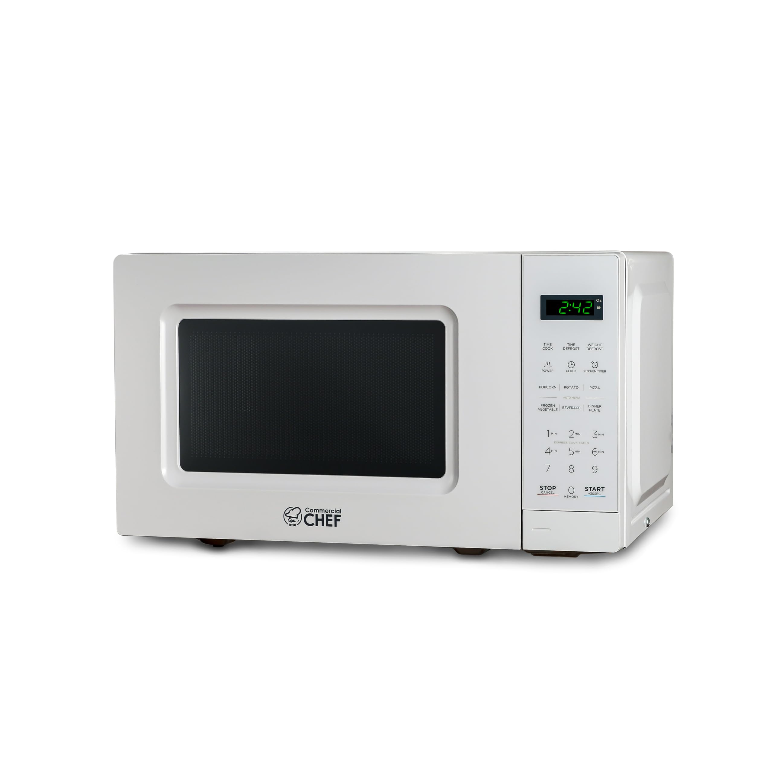 COMMERCIAL CHEF 0.7 Cu Ft Microwave with 10 Power Levels  700W Microwave with Digital Display  Countertop Microwave with Child Safety Door Lock  Programmable with Push Button  White
