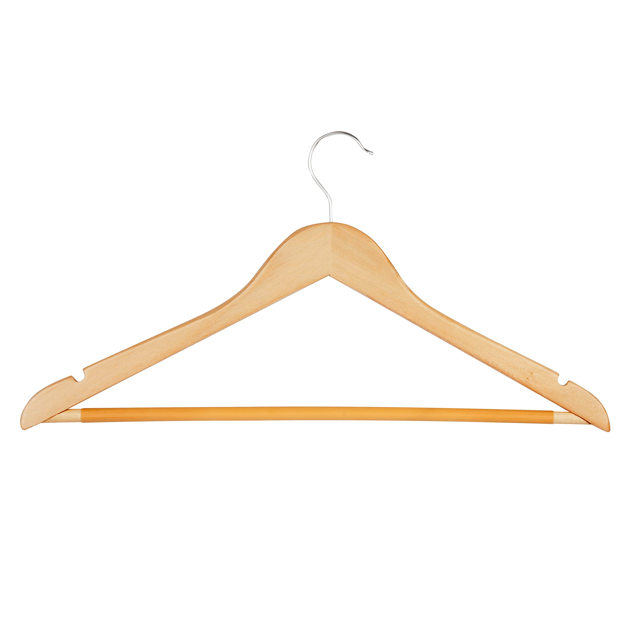 Honey-Can-Do Hng-01334 Wood Hangers With Non-Slip Grooved Bar, 24-Pack, Maple