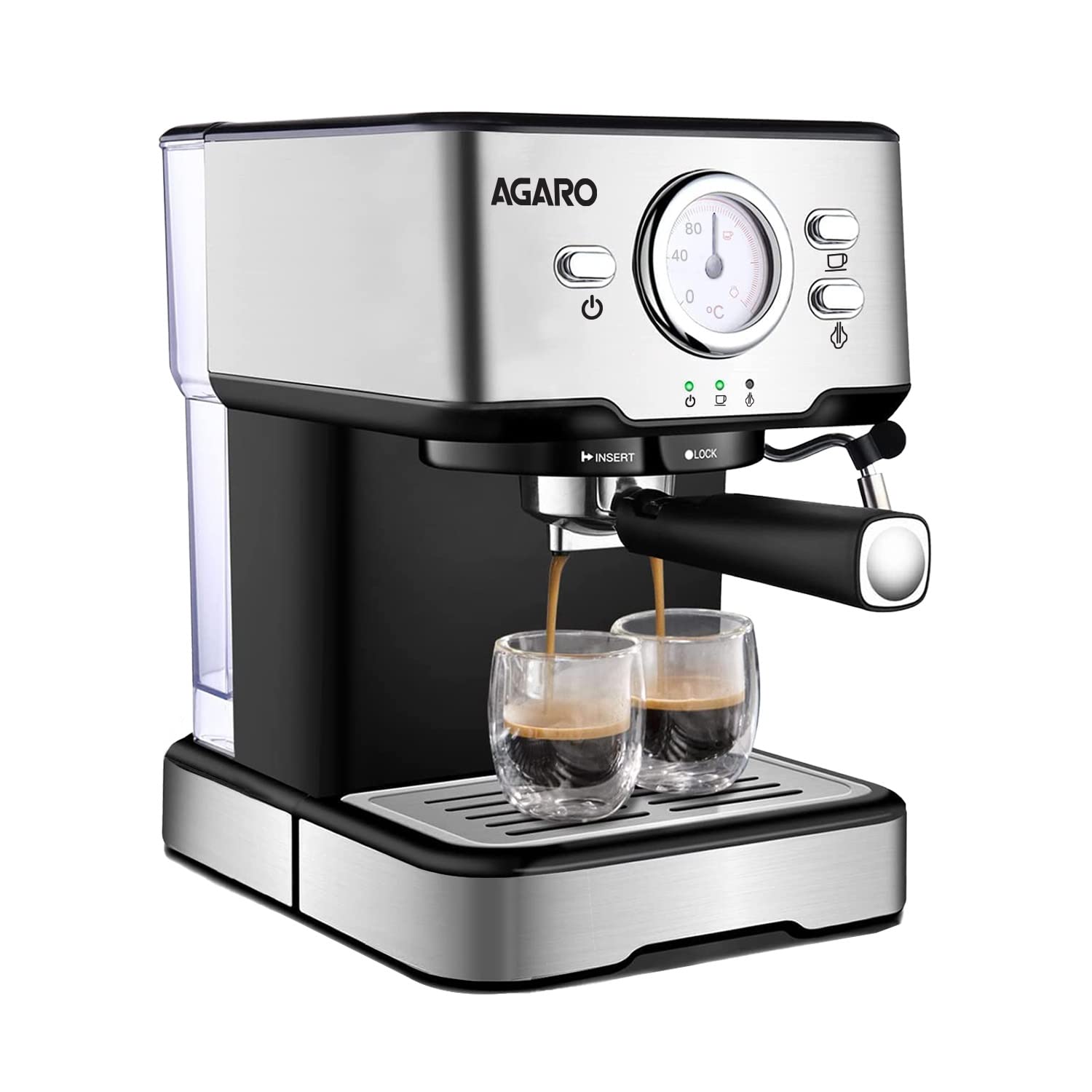 AGARO Imperial Espresso Coffee Maker, Coffee Machine, 15 Bars, With Foaming Milk, Frother Wand for Espresso, Cappuccino, Latte a