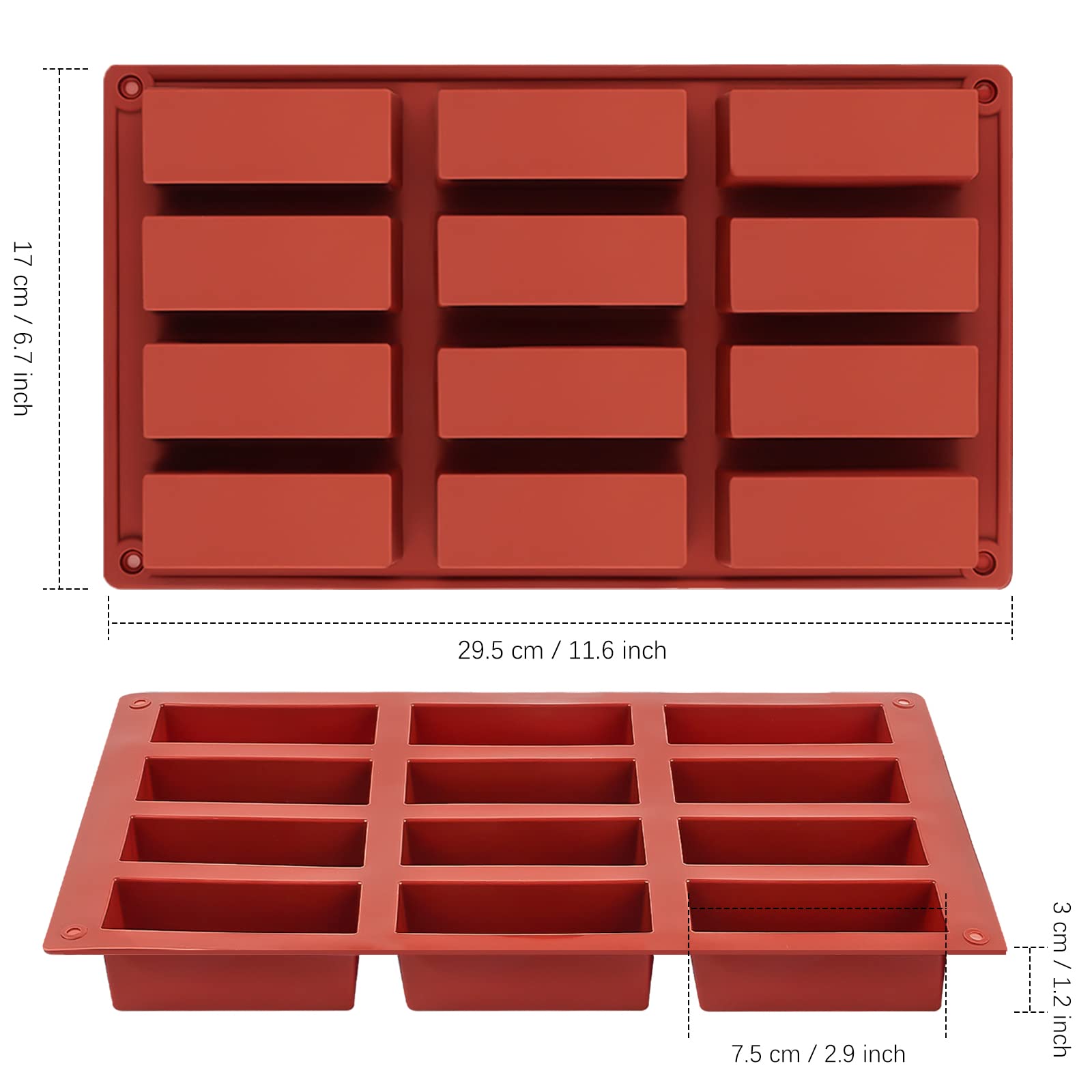 Joersh 2Pcs Granola Bar Mold, Rectangle Silicone Candy Molds For Baking Energy Bars Chocolate Bar Mold/Protein Bars/Ganache/Brow