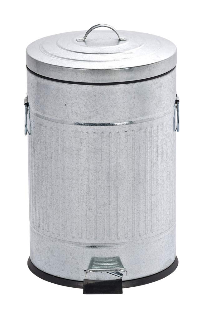 Wenko Step Trash Can With Lid And Pedal, Retro Metal Garbage Bin, For Bathroom, Kitchen, Office, Soft Close, 5 Gallon, 12.2 X 18
