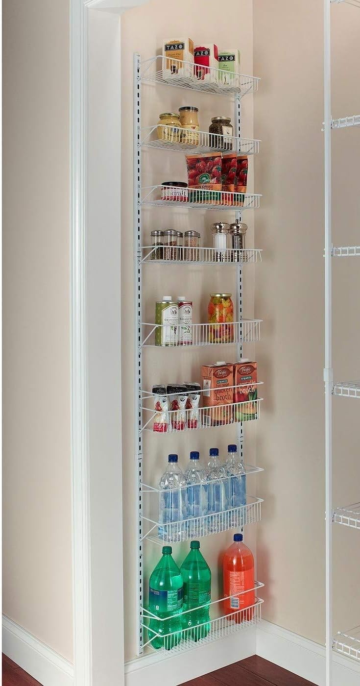 Jumbl Adjustable Wall Mounted 24 Inch Wide Hanging Spice Storage Rack, White