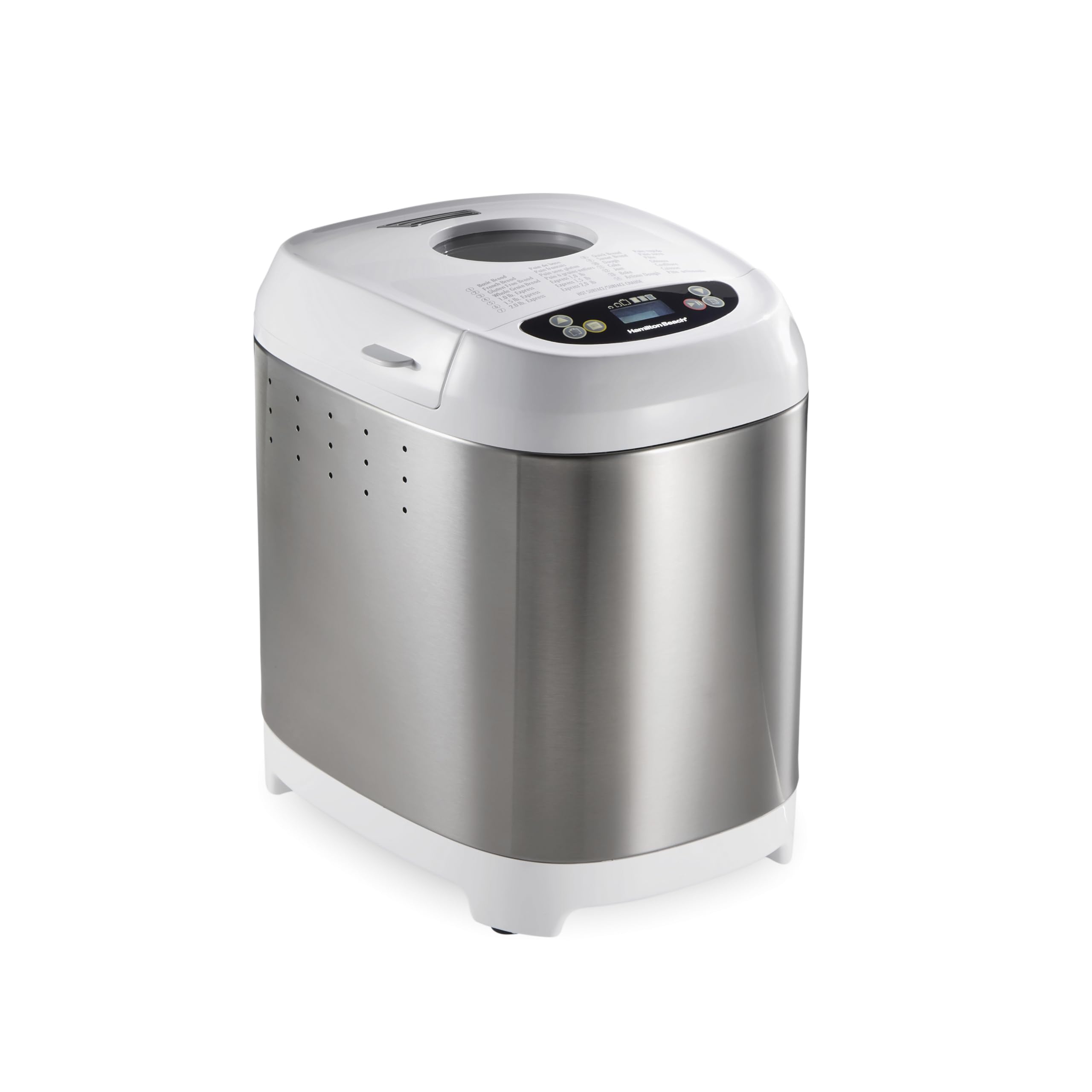 Hamilton Beach Digital Electric Bread Maker Machine Artisan and Gluten-Free, 2 lbs Capacity, 14 Settings, White and Stainless St