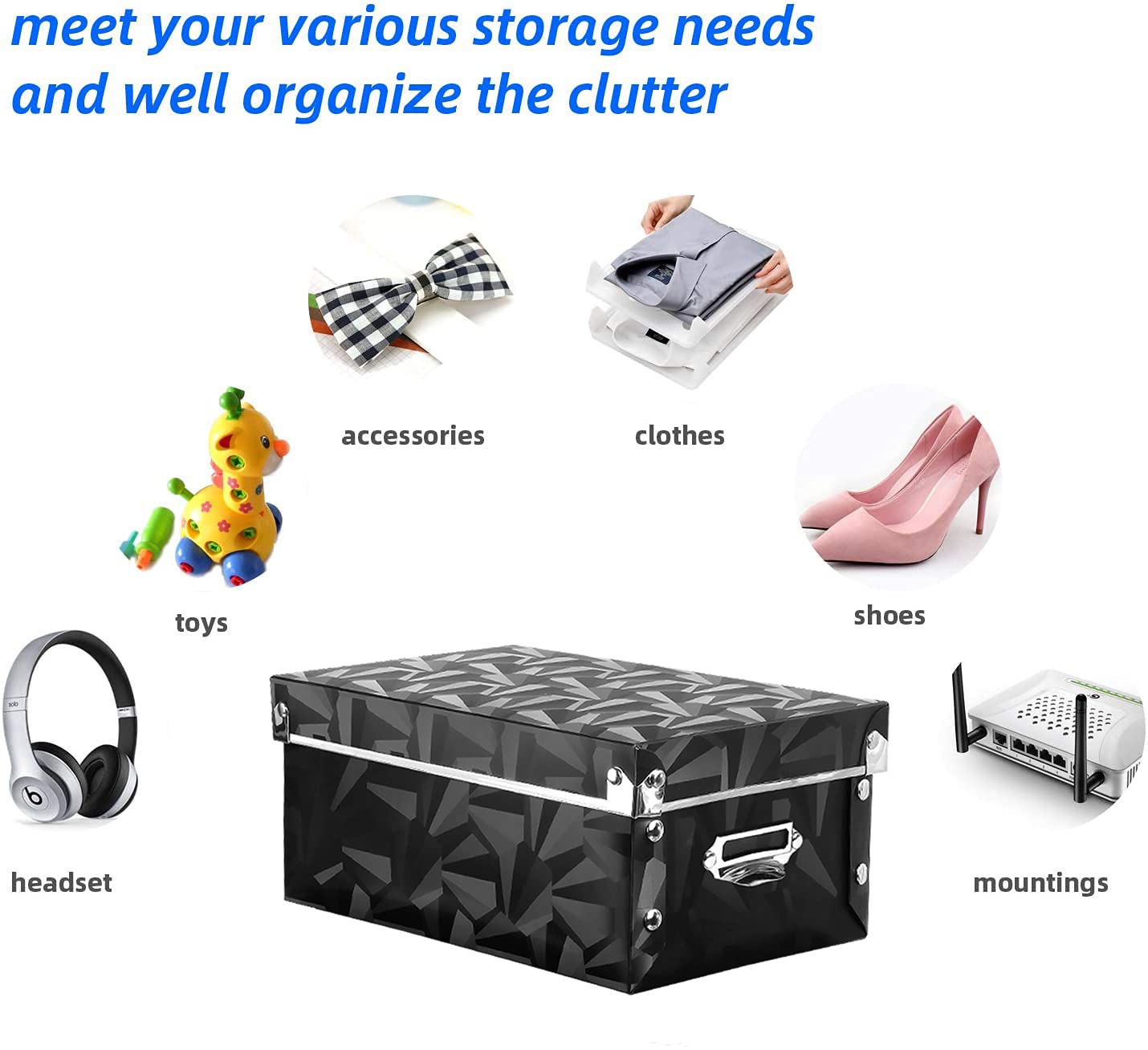 XUCHUN Foldable Storage Boxes with Lids 3 Pack Plastic Collapsible Storage Bins with Handles for Toy Organizer  Clothes  Cosmetic Books