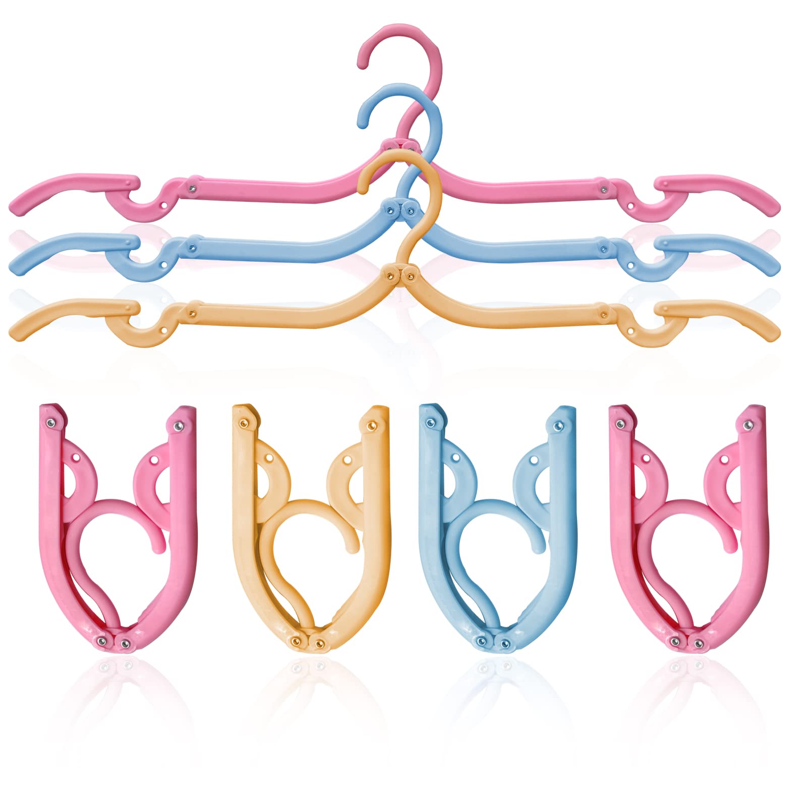 12 Pcs Travel Hangers,Portable Folding Clothes Hangers ,Clothes Drying Rack For Home And Travel (3 Color)