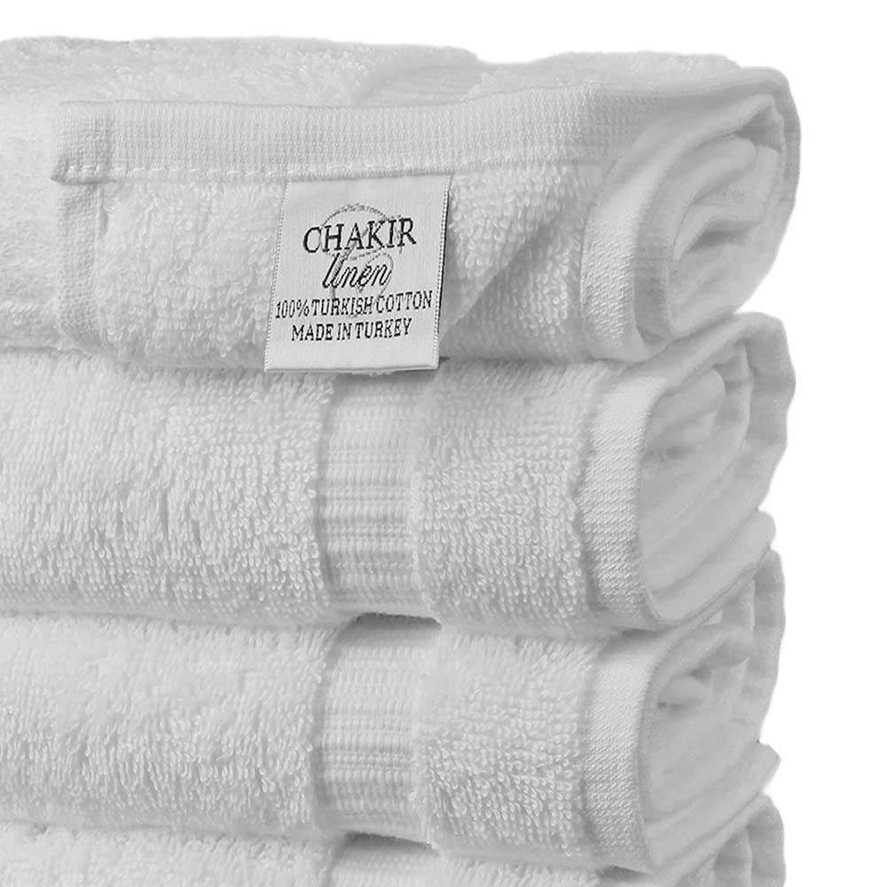 Chakir Turkish Linens | Hotel & Spa Quality 100% Cotton Premium Turkish Towels | Soft & Absorbent (12-Piece Washcloths  White)