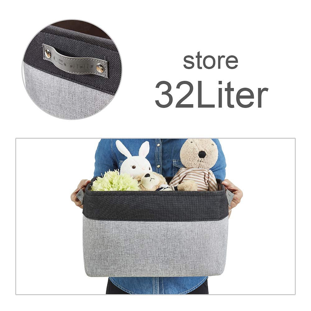DECOMOMO Storage Baskets for Shelves - Fabric Storage Bins, Linen Closet Organizers and Storage (Grey & Black, XL - 3 Pack)