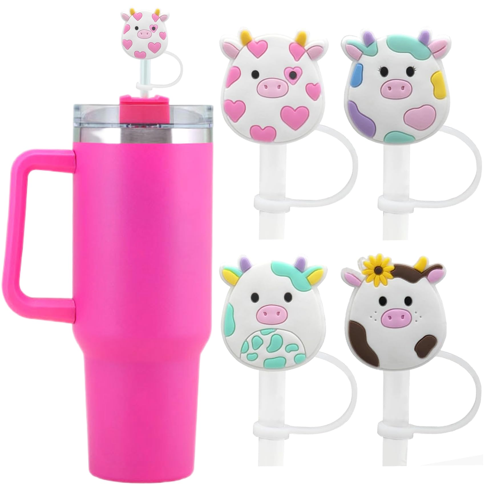 Stanley Cup Accessories Oz 30 40 Oz Tumblers with Handle - 10mm Cute Straw Tips Covers,Silicone Straw Toppers, Funny Tumbler Str