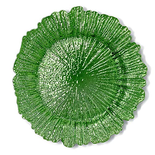 Allgala 13-Inch 6-Pack Heavy Quality Plastic Round Charger Plates-Reef Green-Hd80335