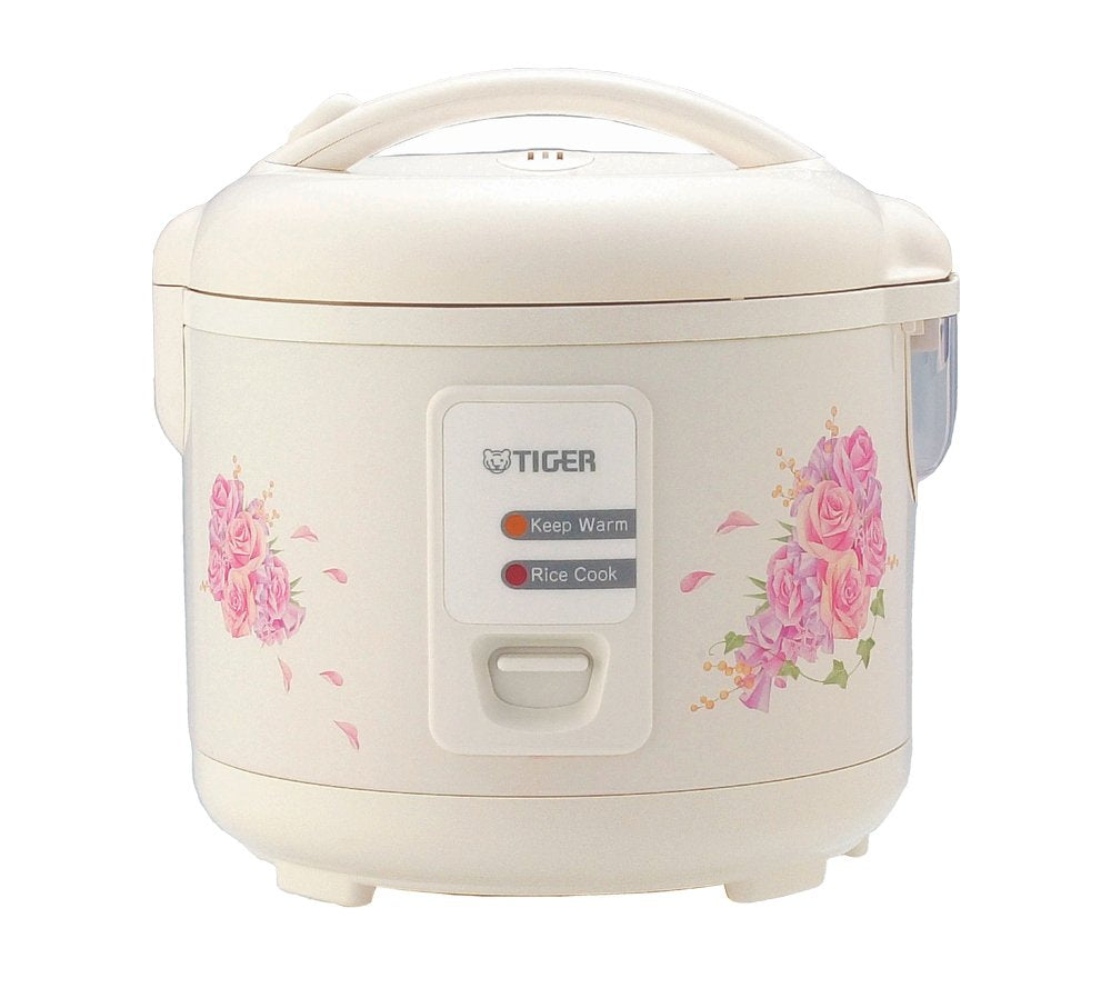 Tiger Jaz-A10U-Fh 5.5-Cup (Uncooked) Rice Cooker And Warmer With Steam Basket, Floral White