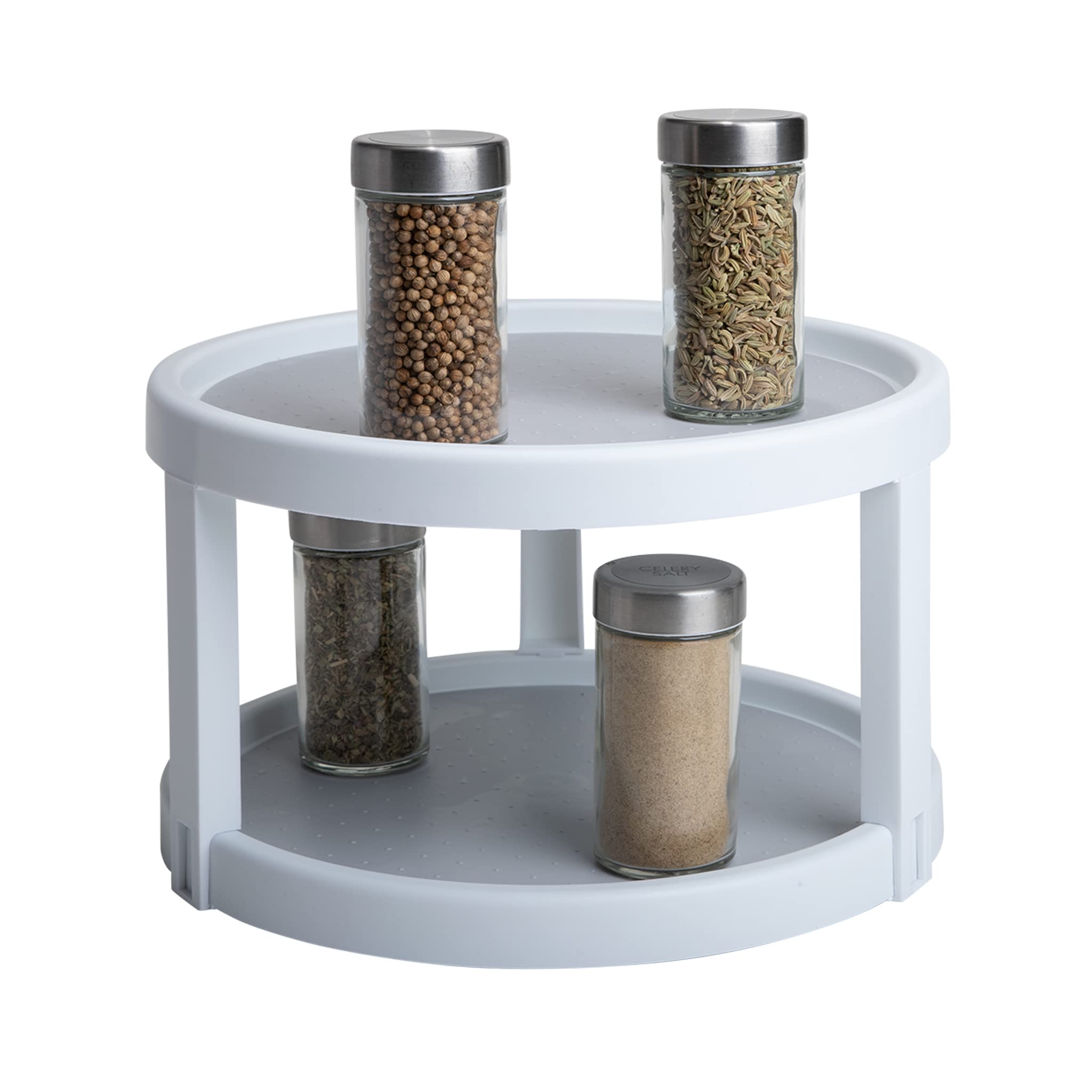 Smart Design 2-Tier Lazy Susan Turntable - 10 Inch - Non-Slip Lining and Feet - BPA Free - Cupboard, Fridge, Jars, Spices, Cabin