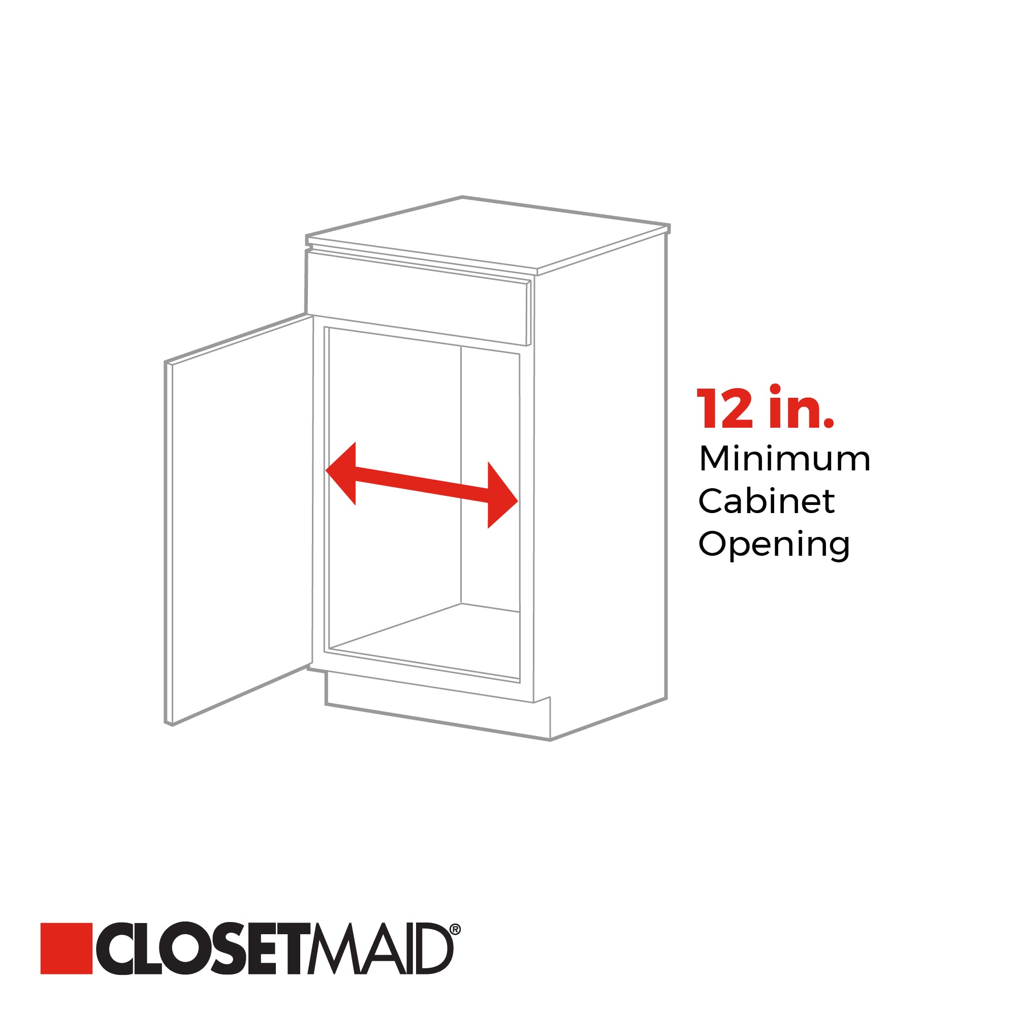 Closetmaid Pull Out Cabinet Organizer Heavy Duty, Slide Out Pantry Shelves Drawers For Kitchen, Bathroom, White, 11-Inch One Tie