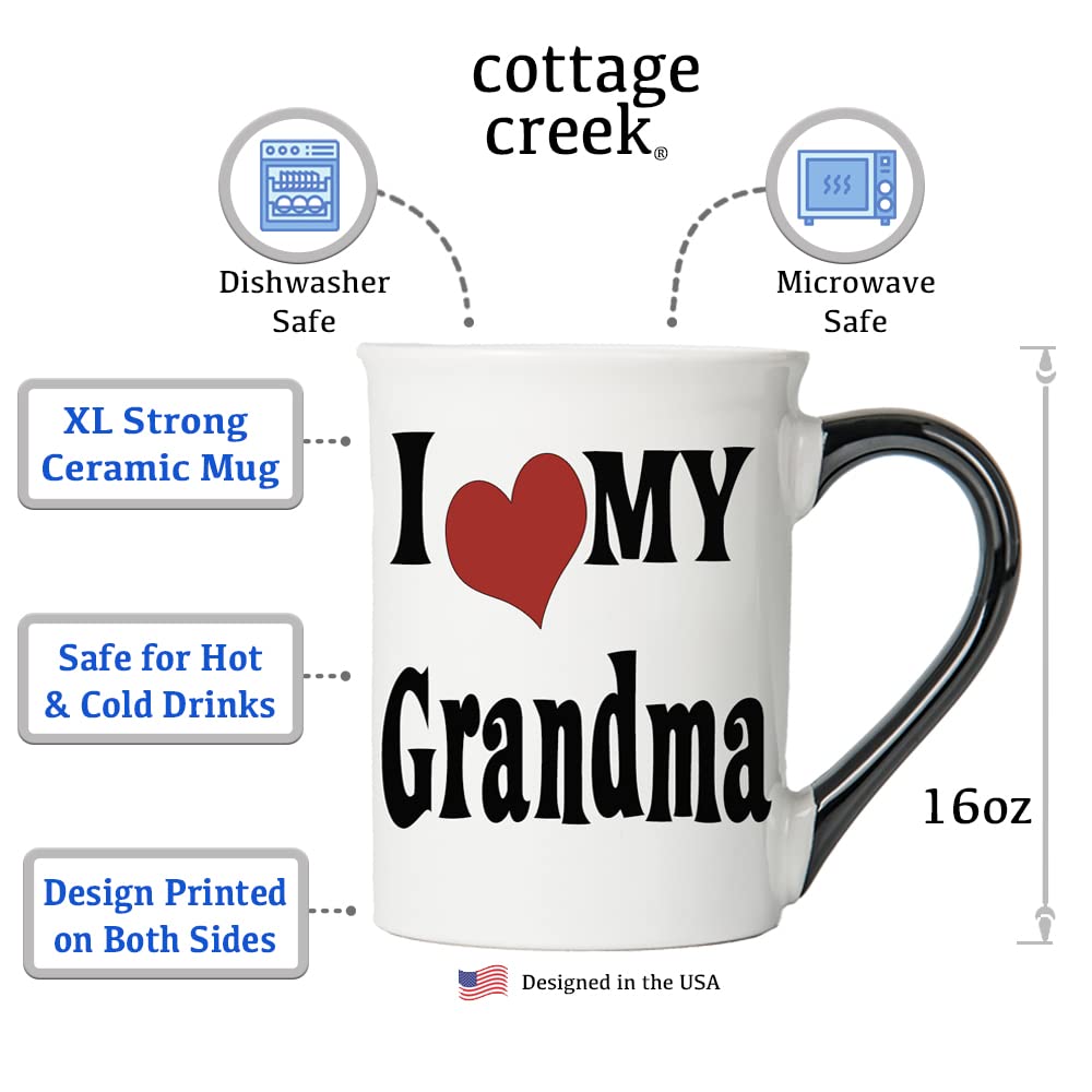 Cottage Creek I Love My Grandma Coffee Mug, 16Oz Coffee Cup For Grandma, Grandma Gifts, Birthday Gifts For Women, New Grandma Gi
