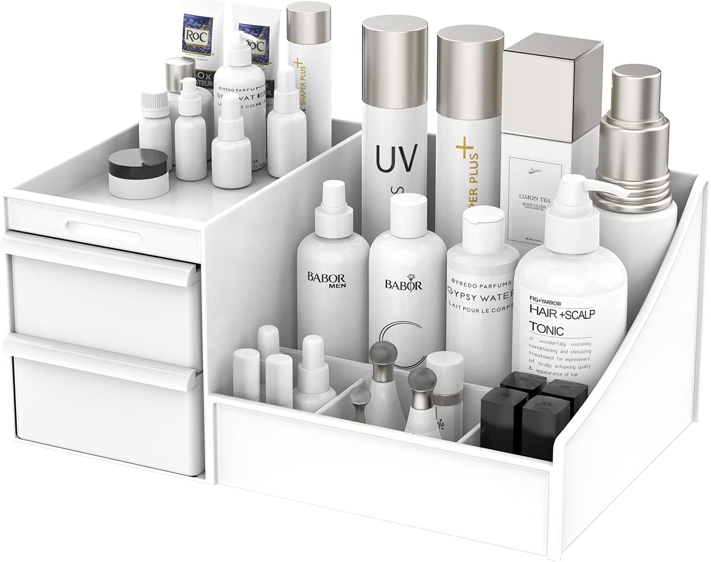 Alphit Makeup Organiser Cosmetic Display Cases Makeup Lipstick Storage Organizer With Drawer Plastic Case Holder Skin Care Produ