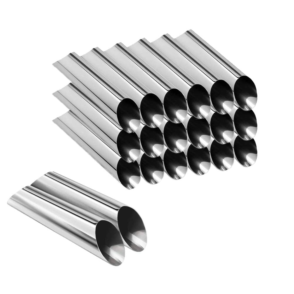 Spadorive Cannoli Tubes, 5 Inch Large Stainless Steel Cannoli Forms Non-Stick Cream Horn Danish Pastry Molds For Croissant Shell